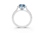 Princess Cut Floral Petal Engagement Ring Setting for a Fancy Blue Lab-Grown Diamond | Petal Accents | Sterling Silver