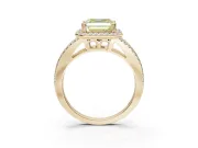 Asscher Cut Halo Split Shank Engagement Ring Setting for a Fancy Yellow Lab-Grown Diamond | Pavé Shoulders | Yellow Gold