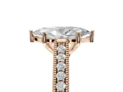 Marquise Vintage Engraved Pavé Engagement Ring Setting | Milgrain Edges | Rose Gold