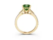 Princess Cut Split Shank Engagement Ring Setting for a Fancy Green Lab-Grown Diamond | Pave Band | Yellow Gold