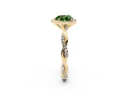 Fancy Green Heart Cut Diamond Halo Twisted Band Ring Set in Yellow gold with Prong Setting