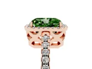 Radiant Cut Pave Halo Engagement Ring Setting for a Fancy Green Lab-Grown Diamond | Rose Gold