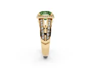 Princess Cut Halo Engagement Ring Setting for a Fancy Green Lab-Grown Diamond | Two-Row Pave Split Shank | Yellow Gold