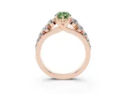 Marquise Graduated Side Stone Engagement Ring Setting for a Fancy Green Lab-Grown Diamond | Flat Top Band | Rose Gold