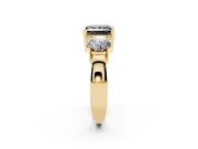 Princess Cut Three Stone Engagement Ring Setting for a Black Center | Wide Plain Band | Yellow Gold
