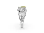 Oval Three Stone Split Shank Engagement Ring Setting for a Fancy Yellow Lab-Grown Diamond | Matching Sides | White Gold