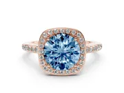 Round Halo Engagement Ring Setting for a Fancy Blue Lab-Grown Diamond | Rose Gold - Design NV-24729