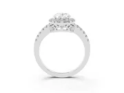 Oval Cut Diamond Pavé Band Halo Engagement Ring Set in Platinum with Prong Setting