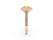 Princess Cut Vintage Milgrain Halo Engagement Ring Setting for a Fancy Yellow Lab-Grown Diamond | Bezel Head | Rose Gold