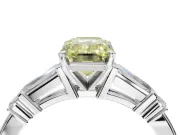 Emerald Cut Tapered Baguette Engagement Ring Setting for a Fancy Yellow Lab-Grown Diamond | Platinum