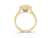 Princess Cut Vintage Milgrain Halo Engagement Ring Setting | Bezel Head | Yellow Gold