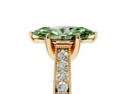 Marquise Hidden Halo Engagement Ring Setting for a Fancy Green Lab-Grown Diamond | Milgrain Pave | Yellow Gold