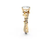 Radiant Cut Twisted Pavé Engagement Ring Setting | Pavé and Plain Strands | Yellow Gold
