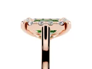 Emerald Cut Claw Corner Halo Engagement Ring Setting for a Fancy Green Lab-Grown Diamond | Slim Plain Band | Rose Gold