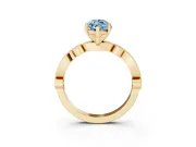 Fancy Blue Marquise Cut Diamond Solitaire Engagement Ring Set in Yellow gold with Milgrain Bezel Accent Band