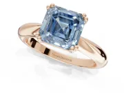 Princess Cut Tapered Solitaire Engagement Ring Setting for a Fancy Blue Lab-Grown Diamond | Rose Gold