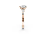Heart-Shaped Tapered Baguette Engagement Ring Setting | Bar Set Sides | Rose Gold