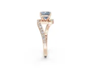 Cushion Cut Bypass Pavé Engagement Ring Setting for a Fancy Blue Lab-Grown Diamond | Rose Gold