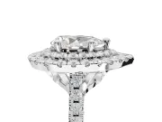 Pear-Shaped Double Halo Engagement Ring Setting | Pave Shoulders | Sterling Silver