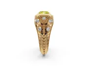 Fancy Yellow Princess Cut Diamond Bezel Ring Set in Yellow gold with Milgrain Accent Band