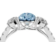 Pear-Shaped Engagement Ring Setting for a Fancy Blue Lab-Grown Diamond | Three Stone | Platinum