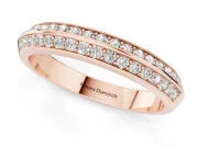Round Diamond Double Row Eternity Band Set in Rose gold with Channel Setting