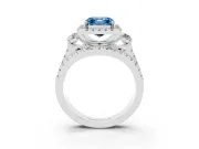 Asscher Cut Halo Split Shank Engagement Ring Setting for a Fancy Blue Lab-Grown Diamond | Round Side Stones | White Gold