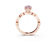 Fancy Pink Marquise Cut Diamond Solitaire Engagement Ring Set in Rose gold with Milgrain Bezel Accent Band