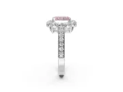 Radiant Cut Vintage Halo Engagement Ring Setting for a Fancy Pink Lab-Grown Diamond | Milgrain Channel Band | White Gold