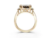 Asscher Cut Halo Side Cluster Engagement Ring Setting | Graduated Channel Band | Yellow Gold