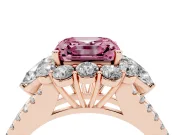 Asscher Cut Scalloped Halo Engagement Ring Setting for a Fancy Pink Lab-Grown Diamond | Pear Side Stones | Rose Gold