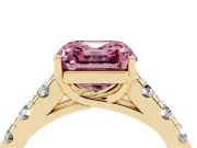 Asscher Cut Engagement Ring Setting for a Fancy Pink Lab-Grown Diamond | Yellow Gold - Design NV-24643