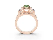 Oval Halo Split Shank Engagement Ring Setting for a Fancy Green Lab-Grown Diamond | Round Side Stones | Rose Gold