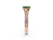 Emerald Cut Split Shank Engagement Ring Setting for a Fancy Green Lab-Grown Diamond | Pave Band | Rose Gold