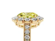 Oval Vintage Halo Engagement Ring Setting for a Fancy Yellow Lab-Grown Diamond | Milgrain Channel Band | Yellow Gold