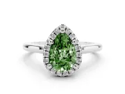 Pear-Shaped Halo Engagement Ring Setting for a Fancy Green Lab-Grown Diamond | Plain Polished Band | Platinum
