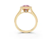 Radiant Cut Vintage Milgrain Halo Engagement Ring Setting for a Fancy Pink Lab-Grown Diamond | Bezel Head | Yellow Gold