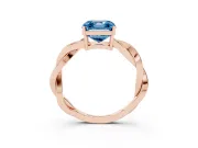 Fancy Blue Asscher Cut Diamond Solitaire Twisted Pavé Ring Set in Rose gold with Prong Setting