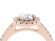 Oval Halo Engagement Ring Setting | Single Row Pavé Band | Rose Gold