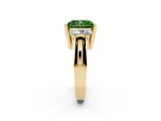 Radiant Cut Channel-Set Three Stone Engagement Ring Setting for a Fancy Green Lab-Grown Diamond | Yellow Gold