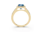 Princess Cut Halo Engagement Ring Setting for a Fancy Blue Lab-Grown Diamond | Single Row Pavé Band | Yellow Gold