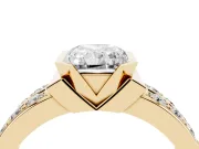Radiant Cut Half Bezel Engagement Ring Setting | Double Row Channel Band | Yellow Gold
