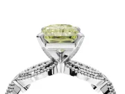 Radiant Cut Vintage Engagement Ring Setting for a Fancy Yellow Lab-Grown Diamond | Graduated Stations | Platinum