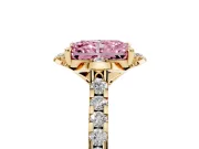 Radiant Cut Floral Petal Engagement Ring Setting for a Fancy Pink Lab-Grown Diamond | Petal Accents | Yellow Gold