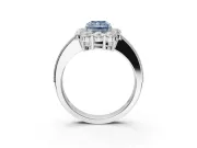 Radiant Cut Vintage Halo Engagement Ring Setting for a Fancy Blue Lab-Grown Diamond | Milgrain Channel Band | White Gold