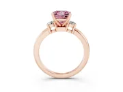 Princess Cut Three Stone Engagement Ring Setting for a Fancy Pink Lab-Grown Diamond | Round Side Stones | Rose Gold