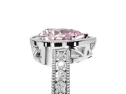 Pear-Shaped Milgrain Halo Engagement Ring Setting for a Fancy Pink Lab-Grown Diamond | Wide Pavé Band | Sterling Silver