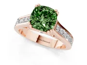 Cushion Cut Channel Engagement Ring Setting for a Fancy Green Lab-Grown Diamond | Rose Gold - Design NV-24671