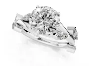 Round Twisted Vine Engagement Ring Setting | Marquise Side Stones | Sterling Silver