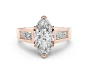 Marquise Channel-Set Engagement Ring Setting | Princess Side Stones | Rose Gold